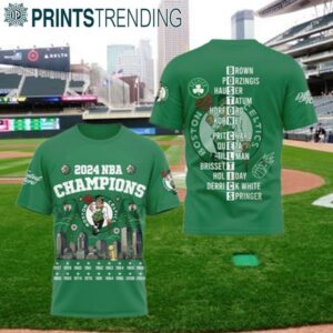 2024 Boston Celtics NBA Champions Boston's City Skyline Name Shirt 3D 1 4