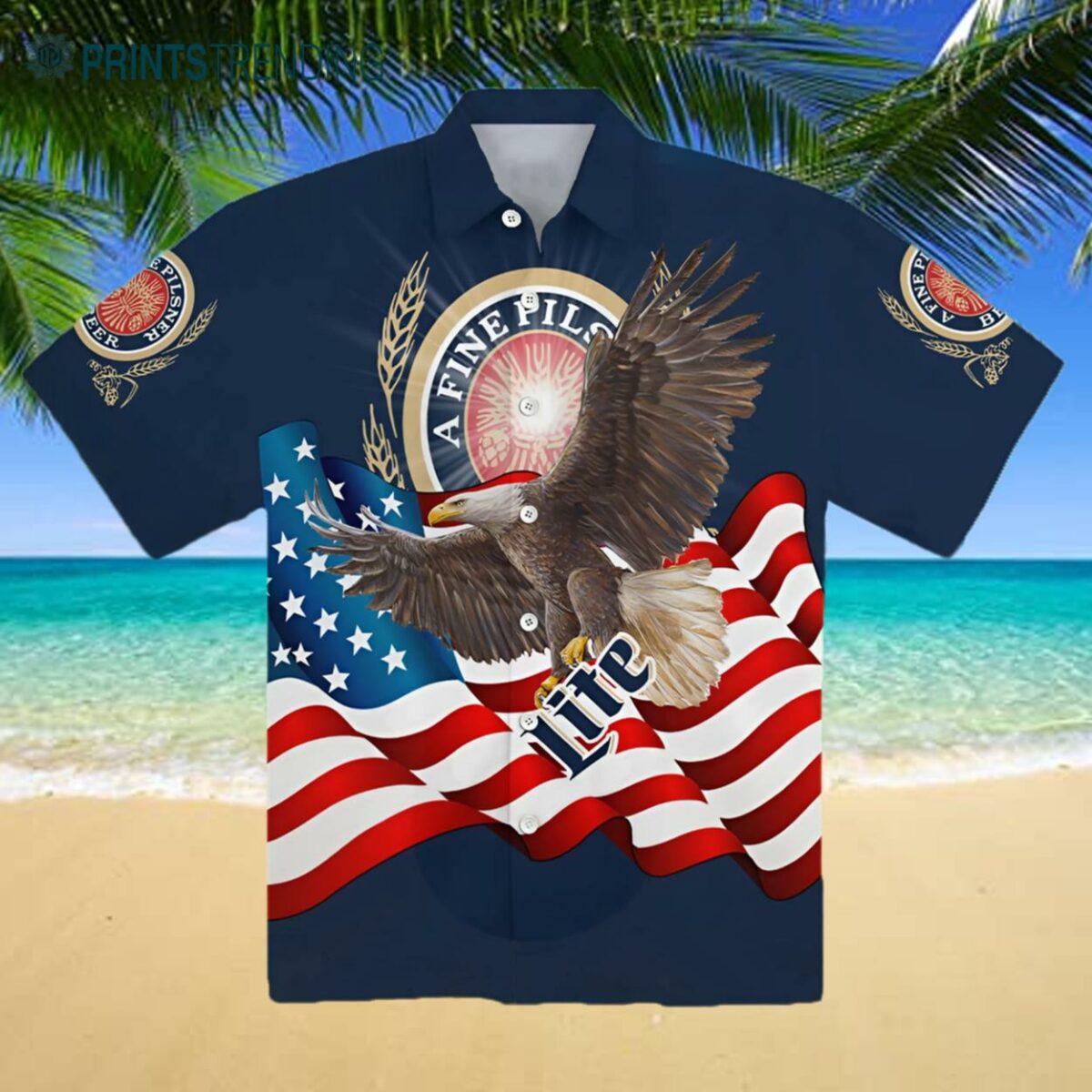 4th Of July Miller Lite Eagle Hawaiian Shirt Hawaaian Shirt Hawaiian Shirt