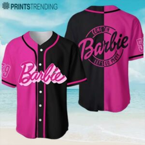 Barbie Baseball Jersey Pink And Black Movies Fans Aloha Shirt Aloha Shirt 1