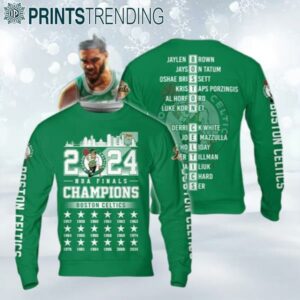 Boston Celtics 18 Times NBA Champions 2024 Boston City Skyline Ugly Christmas Sweater Ugly Sweater Ugly Sweater