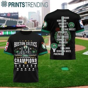 Boston Celtics 2024 Eastern Conference Champions Black 3D T Shirt 1 4