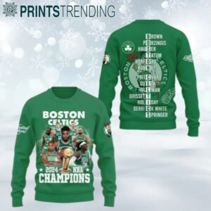 Boston Celtics 2024 NBA Champions 18 Times Christmas Ugly Sweater Ugly Sweater Ugly Sweater