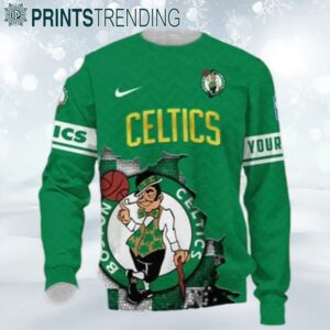 Boston Celtics NBA Finals Champions 2024 Boston City Personalized Ugly Sweater Christmas Ugly Sweater Ugly Sweater