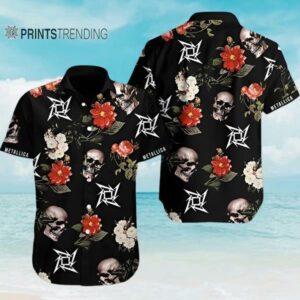 Metallica Skull And Flowers Hawaiian Shirt Aloha Shirt Aloha Shirt