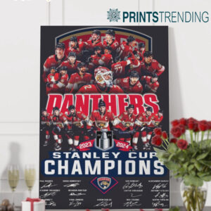 Official Florida Panthers 2023 2024 Finals Stanley Cup Champions Poster Wall Art