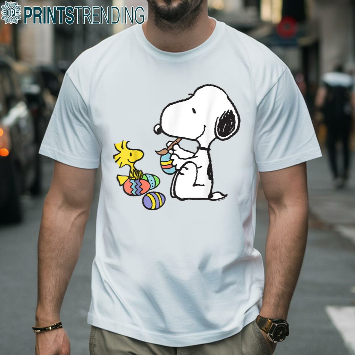 Peanuts Snoopy Woodstock Easter Egg Painting T-Shirt