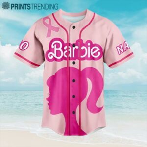 Personalized Barbie In October We Wear Pink Baseball Jersey Custom Name Aloha Shirt Aloha Shirt 1