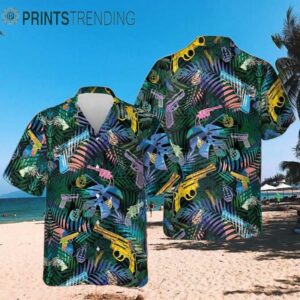 Tropical Gun Hawaiian Shirt For Gun Lovers Aloha Shirt 600x600