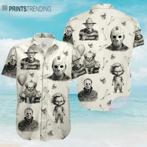 Horror Character Michael Myers Freddy Krueger Jason Voorhees Hawaiian Shirt Aloha Shirt Aloha Shirt