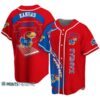 NCAA Kansas Jayhawks Baseball Jersey Rugby Ball In Blue Fire Gift For Fans 3 2