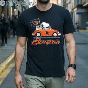 Snoopy And Woodstock Drives Car Oregon State Beavers Flag Shirt 1 Men Shirts