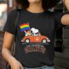 Snoopy And Woodstock Drives Car San Francisco Giants Pride Flag Shirt 2 T Shirt