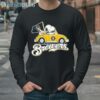 Snoopy Drives Car With Milwaukee Brewers Flag Shirt 4 Long Sleeve