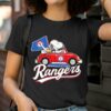 Snoopy Drives Car With Texas Rangers Flag Shirt 2 T Shirt