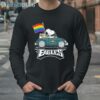 Snoopy Woodstock Drives Car Philadelphia Eagles Pride Flag Shirt 4 Long Sleeve